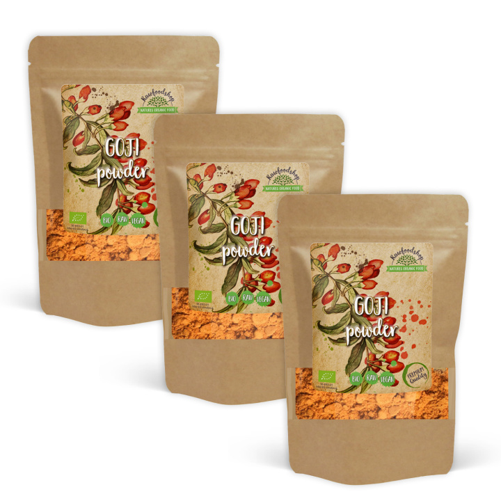 Gojimarjajauhe LUOMU 250g x 3 pakettia ryhmässä Raaka-aineet / Hedelmät & Marjat / Goji-marjat @ Rawfoodshop Scandinavia AB (AB037-SET3)