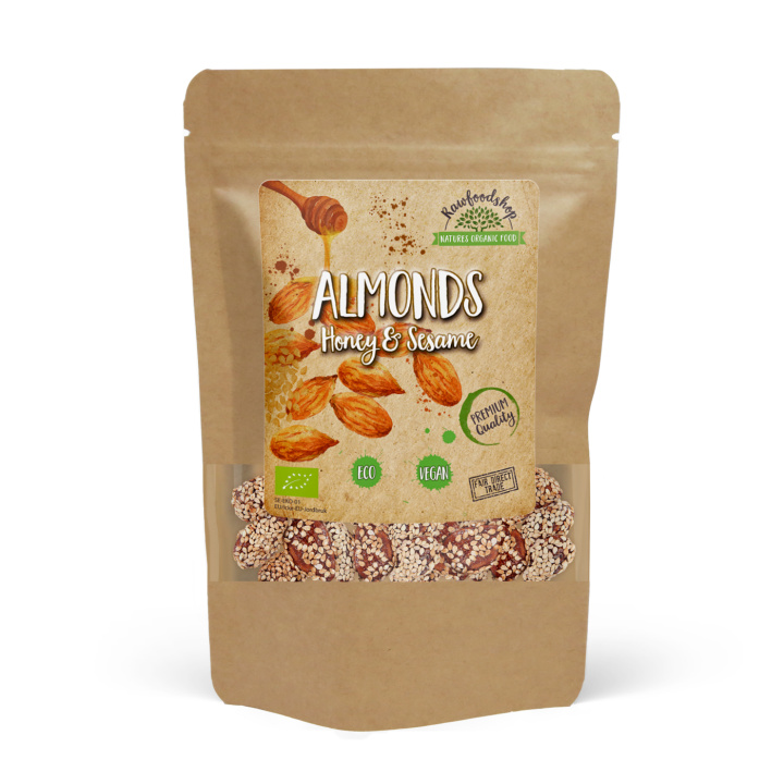 Manteli Hunaja & Seesami LUOMU 200g ryhmässä Raaka-aineet / Karkkia & Suklaata / Välipalat @ Rawfoodshop Scandinavia AB (AMSE5-200)