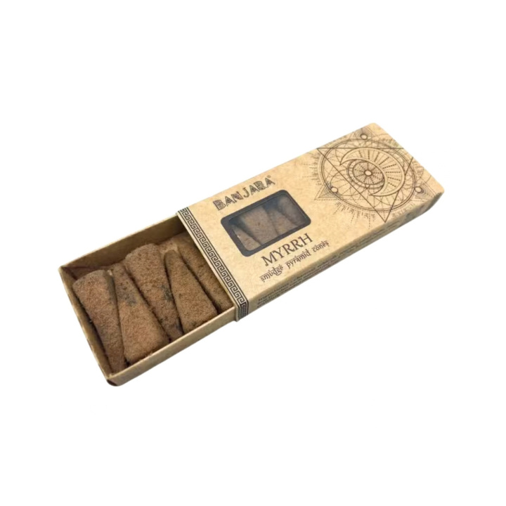 Suitsukepyramidit Myrrh 10kpl ryhmässä Koti & Sielu / Tunnelma & tuoksu / Suitsuke @ Rawfoodshop Scandinavia AB (BANJSC-02)