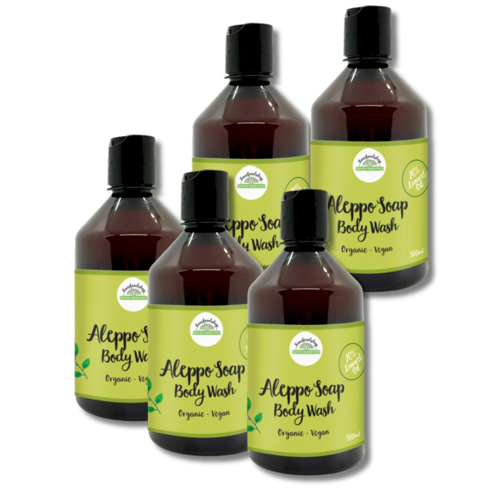 Aleppo Nestesaippua Laakerinlehtiöljy 20% LUOMU 500ml x 5 kpl ryhmässä Iho & Vartalo / Vartalo / Suihkusaippua @ Rawfoodshop Scandinavia AB (BN0842-SET5)