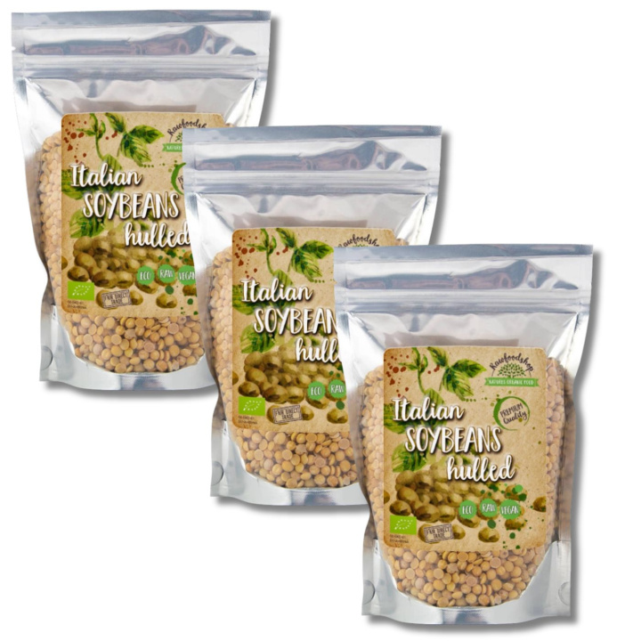 Kuoritut soijapavut LUOMU 1kg x 3 pakettia ryhmässä Raaka-aineet / Ruokakomero / Palkokasvit / Pavut @ Rawfoodshop Scandinavia AB (BON51-SET3)