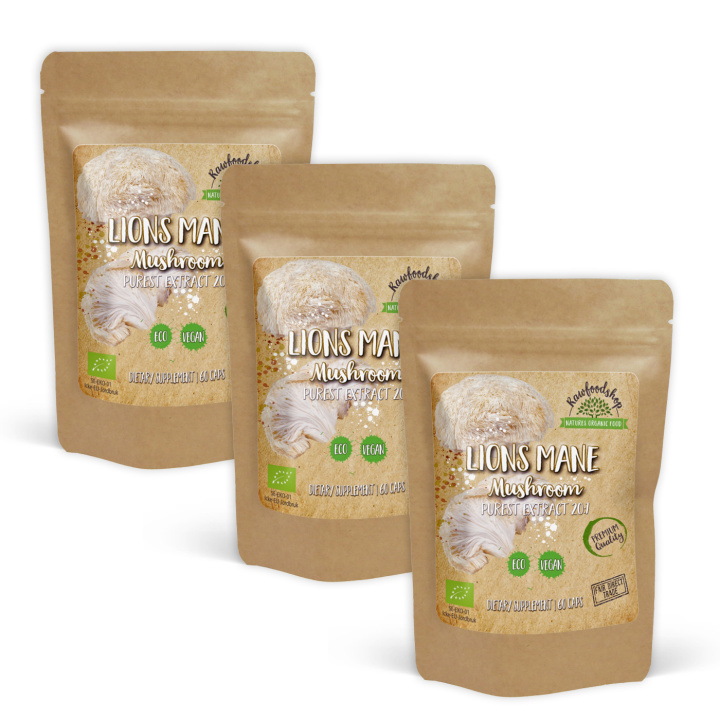 Lions Mane Extract LUOMU 400mg 60 kapselia x 3 pakettia ryhmässä Ravintolisät / Yrtit ja Kasvit / Sienet @ Rawfoodshop Scandinavia AB (CAPSLIO60-SET3)