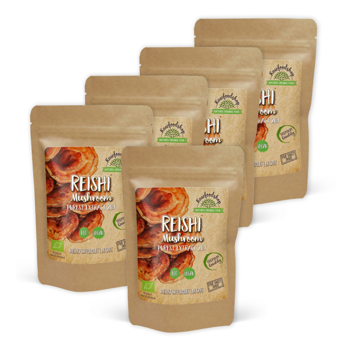Reishi Extract LUOMU 400mg 60 kapselia x 5 pakettia ryhmässä Ravintolisät / Yrtit ja Kasvit / Sienet @ Rawfoodshop Scandinavia AB (CAPSREI60-SET5)