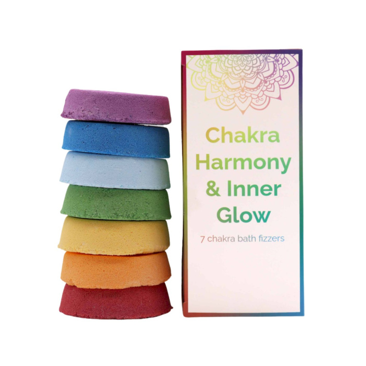 Kylpypommit Chakra Harmonia & Sisäinen Hehku 7 kpl ryhmässä Iho & Vartalo / Kylpy & Spa / Kylpypommit & Kylpyvaahto @ Rawfoodshop Scandinavia AB (CBF-01)