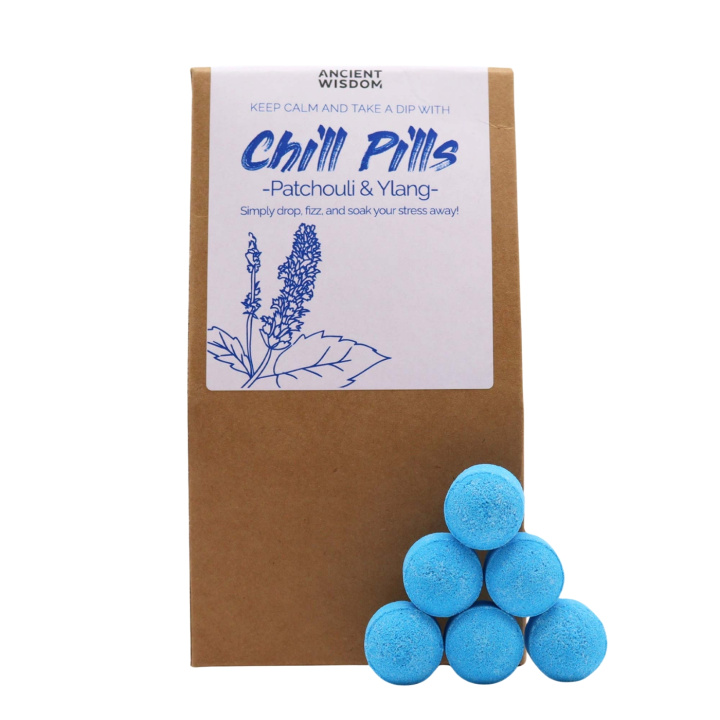 Chill Pills Kylpypommit Ylang & Patchouli 350g ryhmässä Iho & Vartalo / Kylpy & Spa / Kylpypommit & Kylpyvaahto @ Rawfoodshop Scandinavia AB (CHILLP-09)