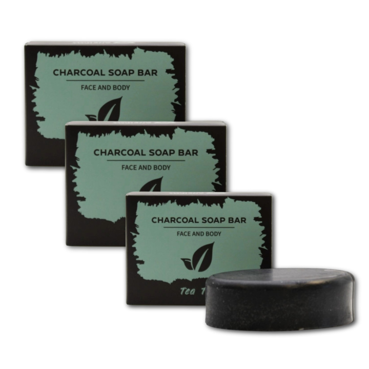 Tea Tree Saippua Aktiivihiili 85g x 3 kpl ryhmässä Iho & Vartalo / Kasvot / Puhdistus @ Rawfoodshop Scandinavia AB (CHSBUL-04-SET3)