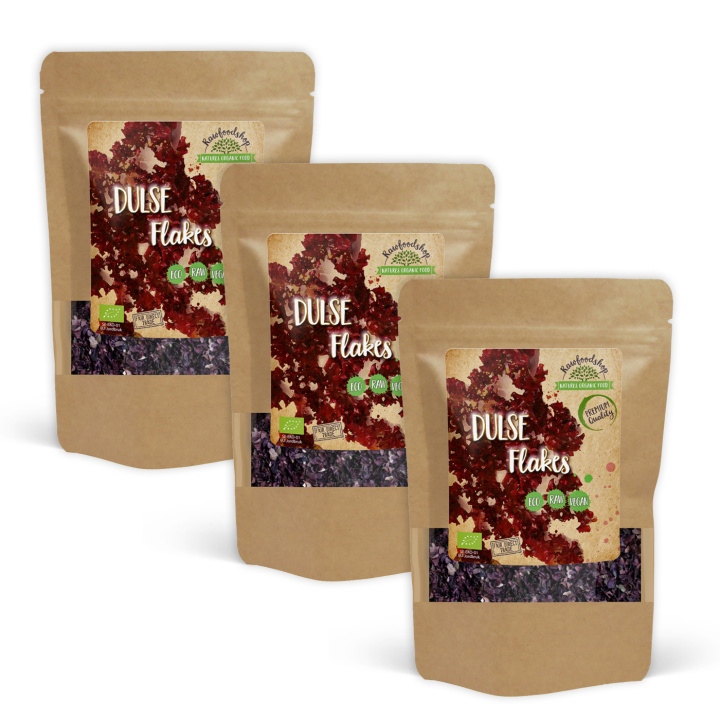 Dulse Flakes LUOMU 250g x 3 pakettia ryhmässä Raaka-aineet / Terveysruoka / Levät & Merilevät @ Rawfoodshop Scandinavia AB (DULF1250-SET3)