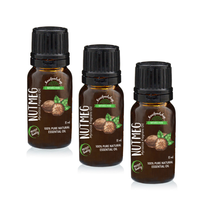 Muskottipähkinä Eteerinen Öljy 10ml x 3 pulloa ryhmässä Iho & Vartalo / Luonnollinen DIY / Eteeriset öljyt @ Rawfoodshop Scandinavia AB (EOUL-34-SET3)