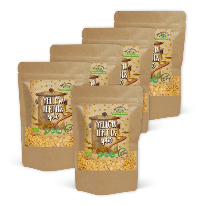 Linssit Keltaiset Halkaistut LUOMUU 500g x 5 pakettia ryhmässä Raaka-aineet / Ruokakomero / Palkokasvit @ Rawfoodshop Scandinavia AB (GULI1-SET5)