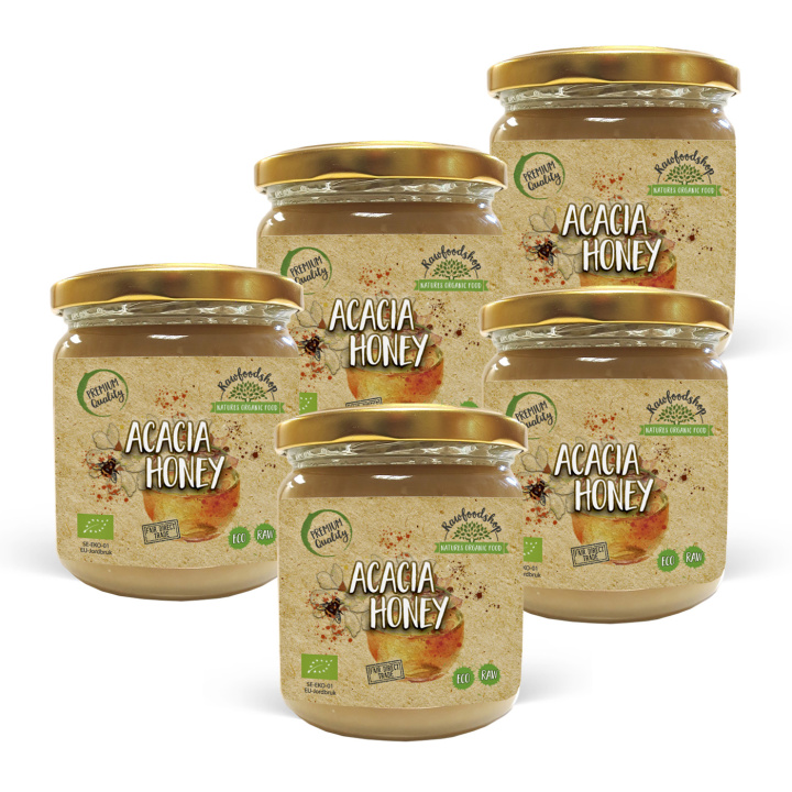 Akaasiahunaja LUOMU 500g x 5 purkkia ryhmässä Raaka-aineet / Leipominen / Hunaja @ Rawfoodshop Scandinavia AB (HAM50-SET5)