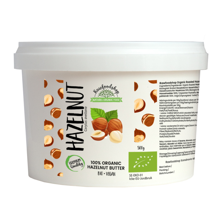 Hasselpähkinävoi Paahdettu LUOMU 500g ryhmässä Raaka-aineet / Pähkinät / Hasselpähkinät @ Rawfoodshop Scandinavia AB (HITB020028500)