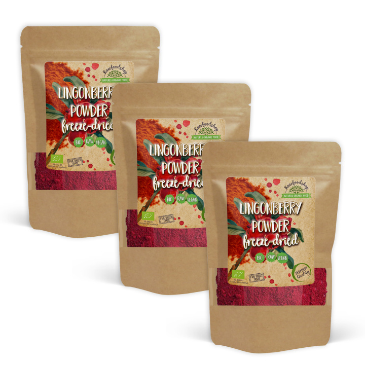 Puolukkajauhe Pakastekuivattu LUOMU 100g x 3 pakettia ryhmässä Raaka-aineet / Hedelmät & Marjat / Hedelmäjauhe @ Rawfoodshop Scandinavia AB (K20130005002001-SET3)
