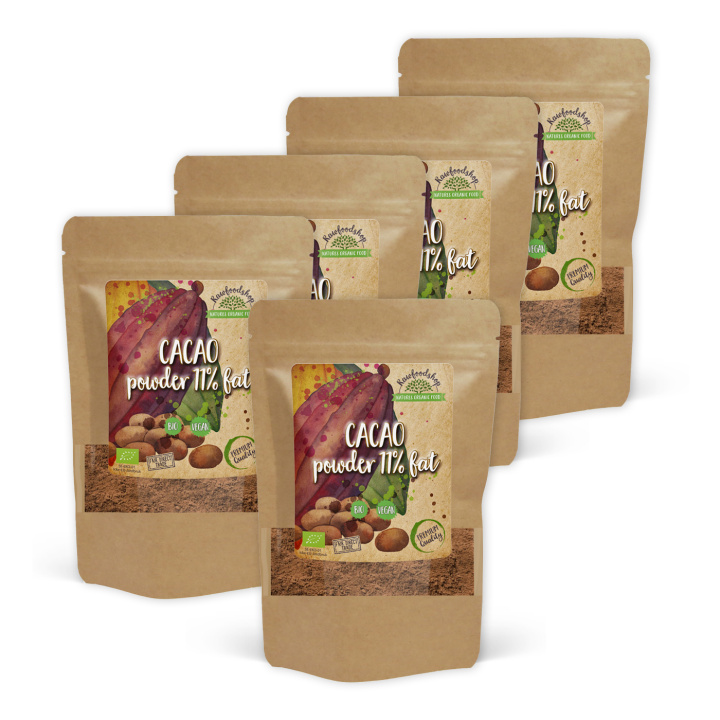 Kaakaojauhe 11% LUOMU 500g x 5 pakettia ryhmässä Raaka-aineet / Leipominen / Kaakaotuotteet @ Rawfoodshop Scandinavia AB (KAK115-SET5)