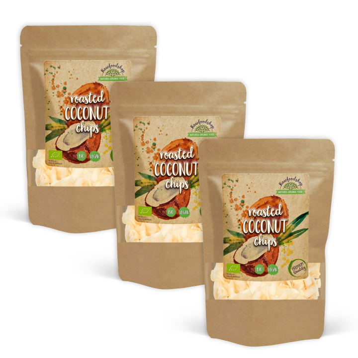 Kookoschipsit Premium Paahdetut LUOMU 500g x 3 pakettia ryhmässä Raaka-aineet / Pähkinät / Kookos @ Rawfoodshop Scandinavia AB (KCR50-SET3)