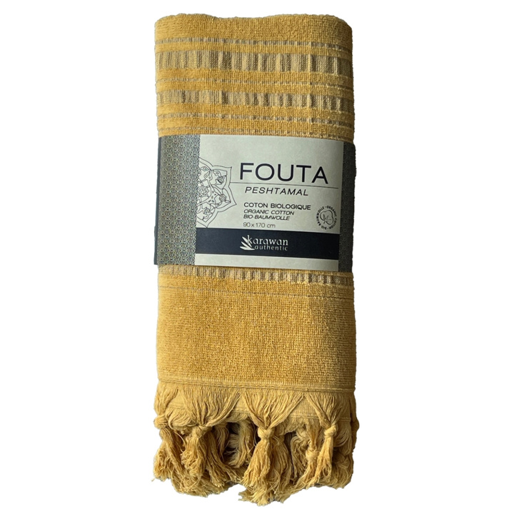 Fouta Sinapinkeltainen Ekologisesta Puuvillasta 90x170cm ryhmässä Iho & Vartalo / Kylpy & Spa / Pyyhkeet @ Rawfoodshop Scandinavia AB (KFO9CI)
