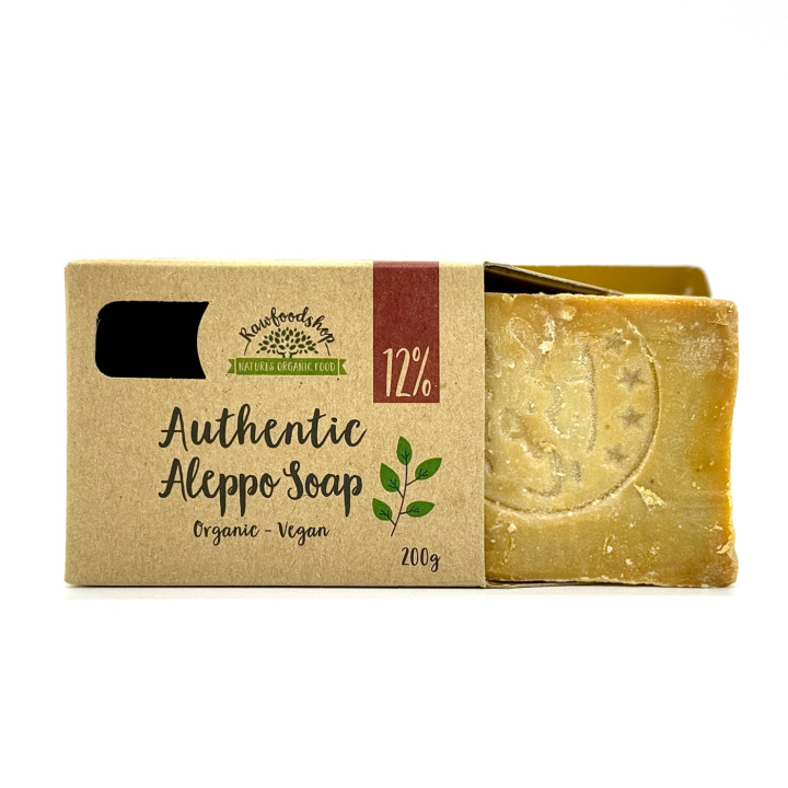 Alepposaippua Laakeriöljy 12% LUOMU 200g ryhmässä Iho & Vartalo / Vartalo / Suihkusaippua @ Rawfoodshop Scandinavia AB (KNNBEC2)
