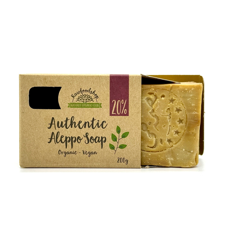 Alepposaippua Laakeriöljy 20% LUOMU 200g ryhmässä Iho & Vartalo / Vartalo / Suihkusaippua @ Rawfoodshop Scandinavia AB (KNNBEC3)