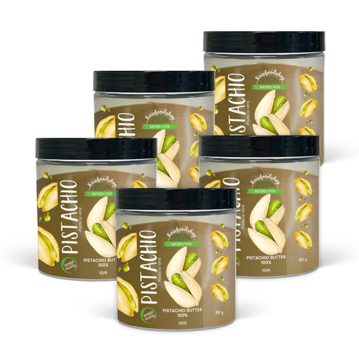 Pistaasivoi 200g x 5 purkkia ryhmässä Raaka-aineet / Pähkinät / Pähkinävoit @ Rawfoodshop Scandinavia AB (L00220BGP2-SET5)