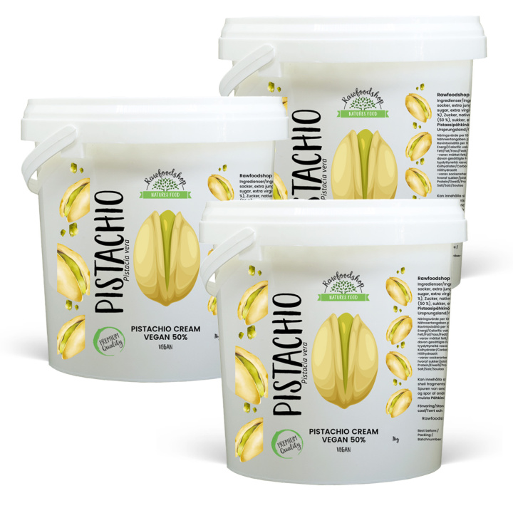 Pistaasikreemi Vegaani 50% 1kg x 3 purkkia ryhmässä Raaka-aineet / Pähkinät / Pähkinävoit @ Rawfoodshop Scandinavia AB (L00220CPO1-SET3)