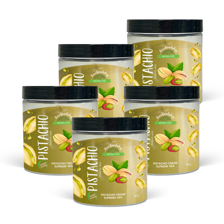 Pistaasikreemi Supreme 45% 200g x 5 purkkia ryhmässä Raaka-aineet / Pähkinät / Pistaasipähkinät @ Rawfoodshop Scandinavia AB (L10010090121-SET5)