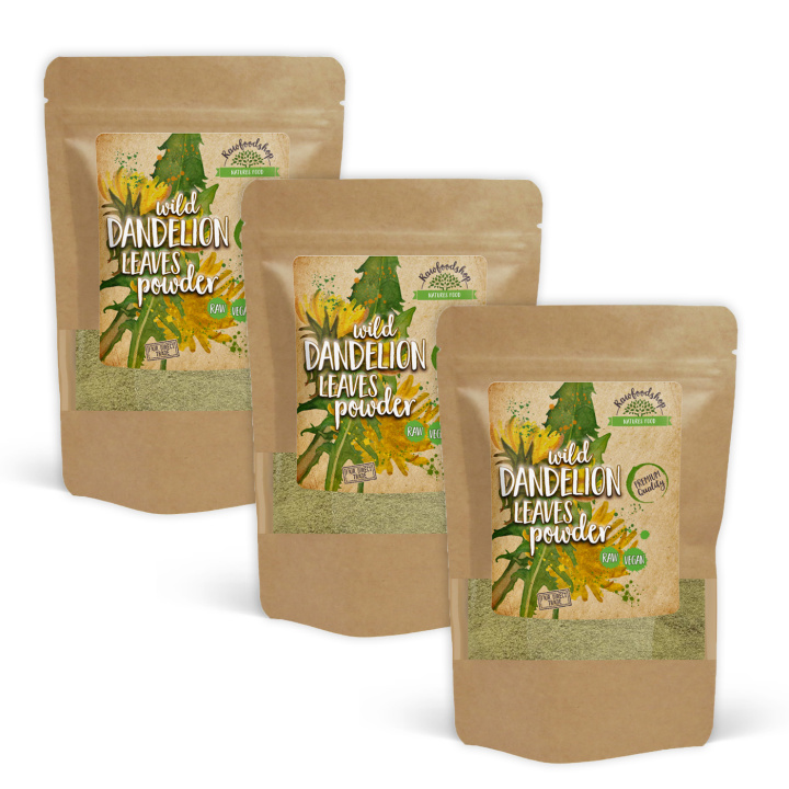 Voikukanlehtijauhe 100g x 3 pakettia ryhmässä Raaka-aineet / Terveysruoka / Vihreät Jauheet @ Rawfoodshop Scandinavia AB (MBP10-SET3)