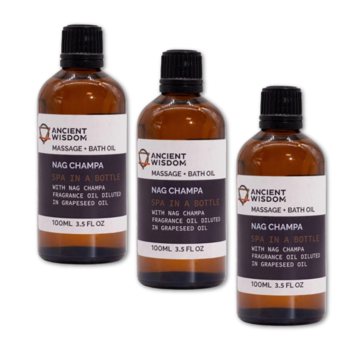 Nag Champa Hierontaöljy 100mlx 3 pakettia ryhmässä Iho & Vartalo / Vartalo / Hierontaöljy @ Rawfoodshop Scandinavia AB (MOLUL-15-SET3)