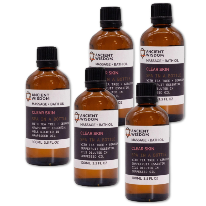 Clear Skin Hierontaöljy 100ml x 5 pulloa ryhmässä Iho & Vartalo / Vartalo / Hierontaöljy @ Rawfoodshop Scandinavia AB (MOLUL-16-SET5)