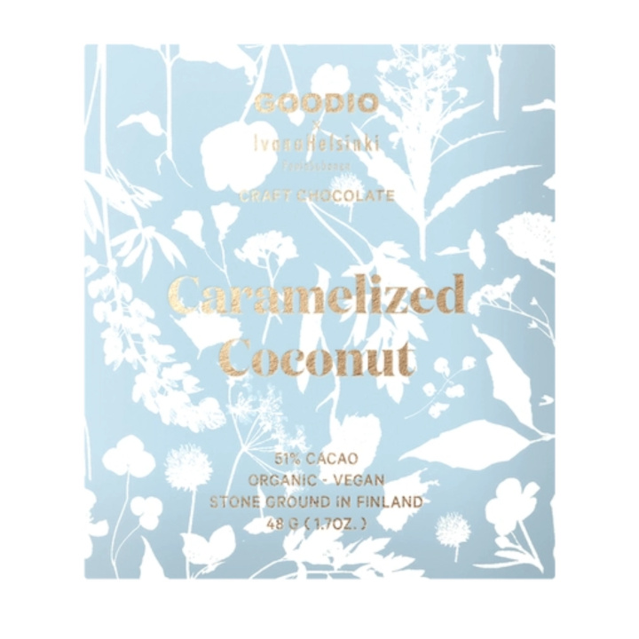 Karamellisoitu Kookos Suklaa 51 % LUOMU 48 g ryhmässä Raaka-aineet / Karkkia & Suklaata / Suklaapatukat @ Rawfoodshop Scandinavia AB (NC28)