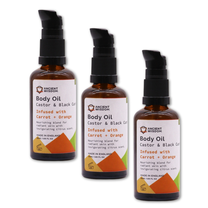 Kasvo- & Vartaloöljy Porkkana & Appelsiini LUOMU 50ml x 3 kpl ryhmässä Iho & Vartalo / Vartalo / Vartalovoide & öljy @ Rawfoodshop Scandinavia AB (OBOUL06-SET3)