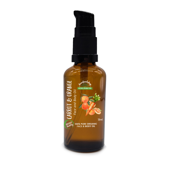 Kasvo- & Vartaloöljy Porkkana & Appelsiini LUOMU 50ml ryhmässä OUTLET 20-80% / Iho & Vartalo 20-50% / Kampanj- Iho & Vartalo @ Rawfoodshop Scandinavia AB (OBOUL06)
