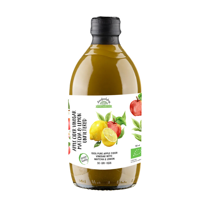 Omenaviinietikka Matcha & Sitruuna Suodattamaton RAW LUOMU 500 ml ryhmässä Raaka-aineet / Ruokakomero / Maustaminen / Etikka @ Rawfoodshop Scandinavia AB (PFAPMSY050006)