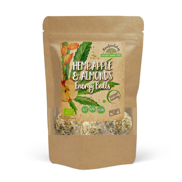 Hamppu Omena Manteli Energiapallot LUOMU 100g ryhmässä Raaka-aineet / Ruokakomero / Pikkuleivät @ Rawfoodshop Scandinavia AB (POMCHAN3-100)