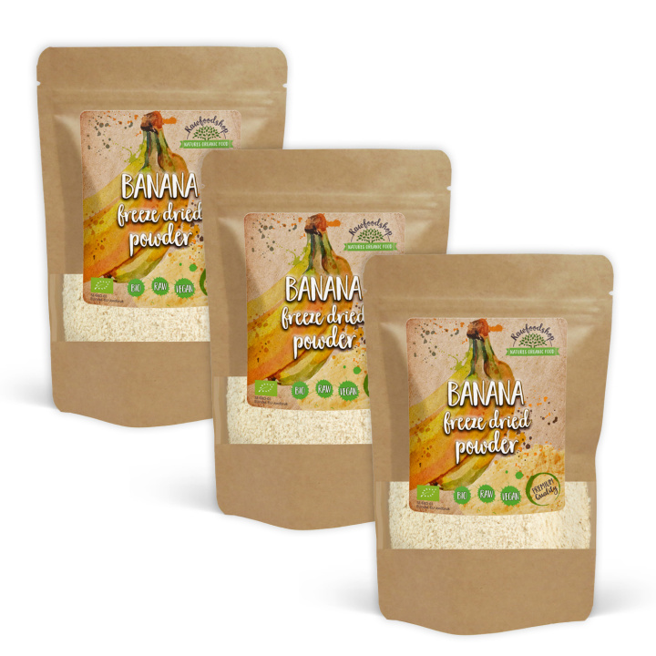 Banaanijauhe Pakastekuivattu LUOMU 125g x 3 pakettia ryhmässä Raaka-aineet / Hedelmät & Marjat / Banaani @ Rawfoodshop Scandinavia AB (PULFBAN-SET3)