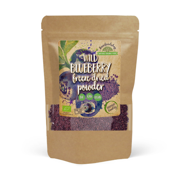 Mustikkajauhe Villit Pakastekuivattu LUOMU 125g ryhmässä Raaka-aineet / Hedelmät & Marjat / Mustikka @ Rawfoodshop Scandinavia AB (PULFBLA)