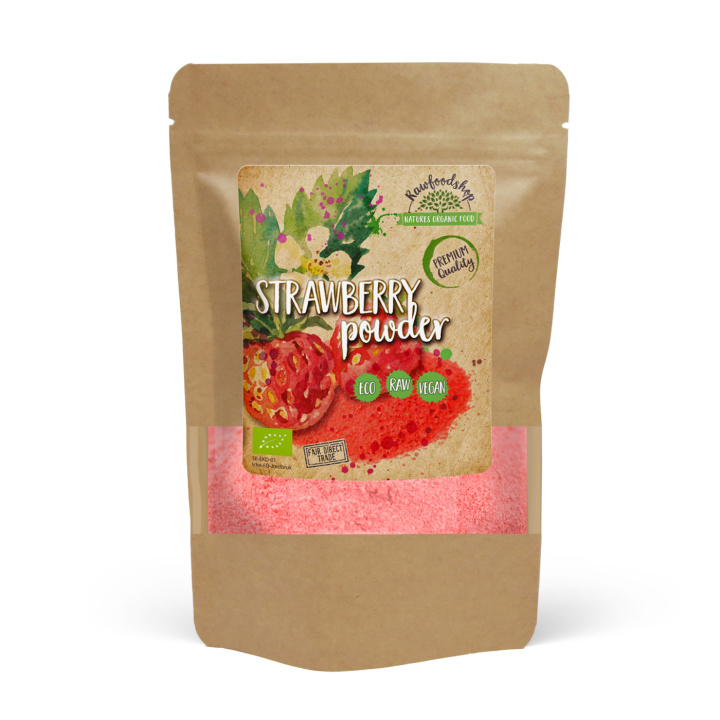 Mansikkajauhe Jääkuivattu LUOMU 100g ryhmässä Raaka-aineet / Hedelmät & Marjat / Mansikka @ Rawfoodshop Scandinavia AB (PULFJOR)