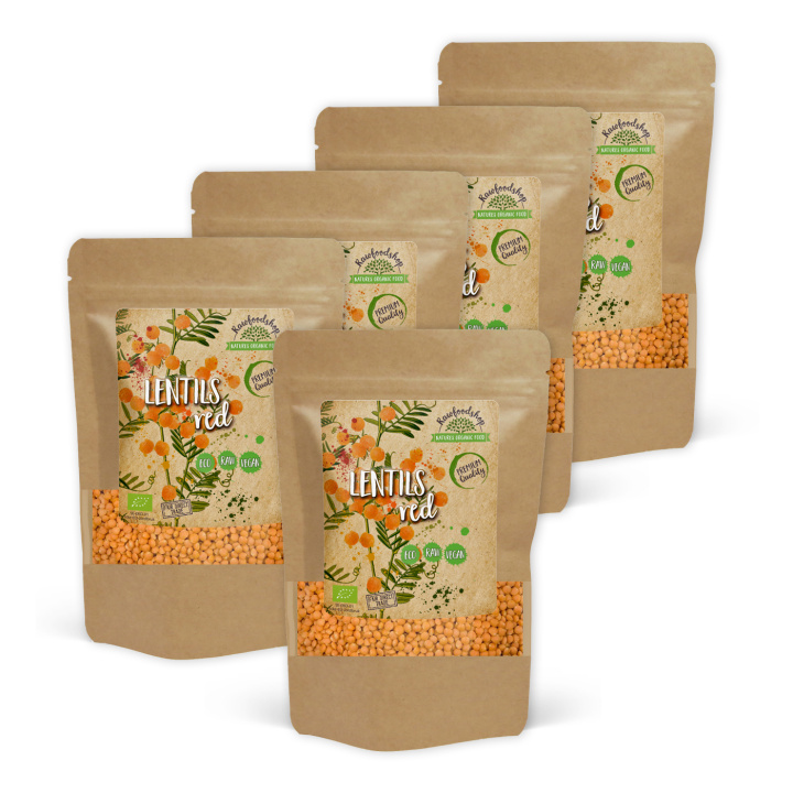 Linssit Punaiset LUOMU 500g x 5 pakettia ryhmässä Raaka-aineet / Ruokakomero / Palkokasvit @ Rawfoodshop Scandinavia AB (RAW0032-SET5)