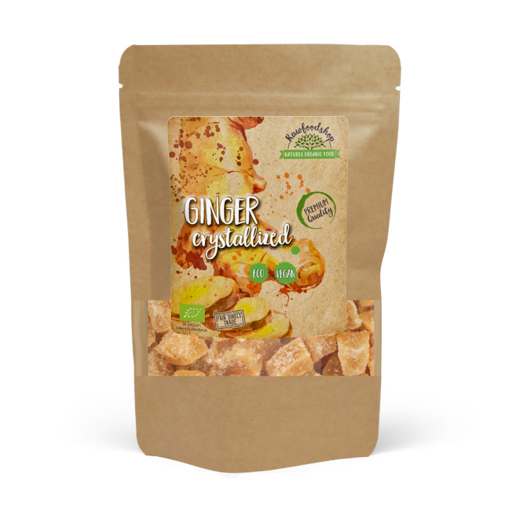 Inkivääri Kristallisoitu LUOMU 200g ryhmässä Raaka-aineet / Karkkia & Suklaata / Makeiset @ Rawfoodshop Scandinavia AB (RAW986689)