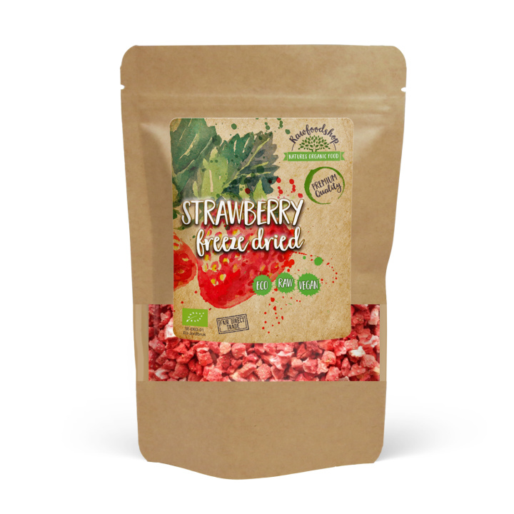 Mansikanpalat Pakastekuivatut LUOMU 50g ryhmässä Raaka-aineet / Hedelmät & Marjat / Mansikka @ Rawfoodshop Scandinavia AB (RAWFRU002)