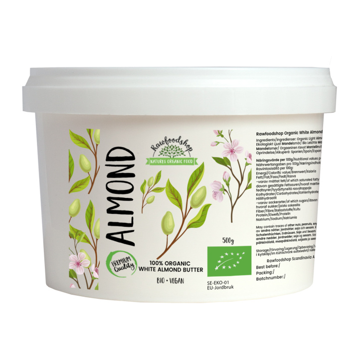 Mantelivoi Vaalea LUOMU 500g ryhmässä Raaka-aineet / Pähkinät / Pähkinävoit @ Rawfoodshop Scandinavia AB (RAWMAND654671500)