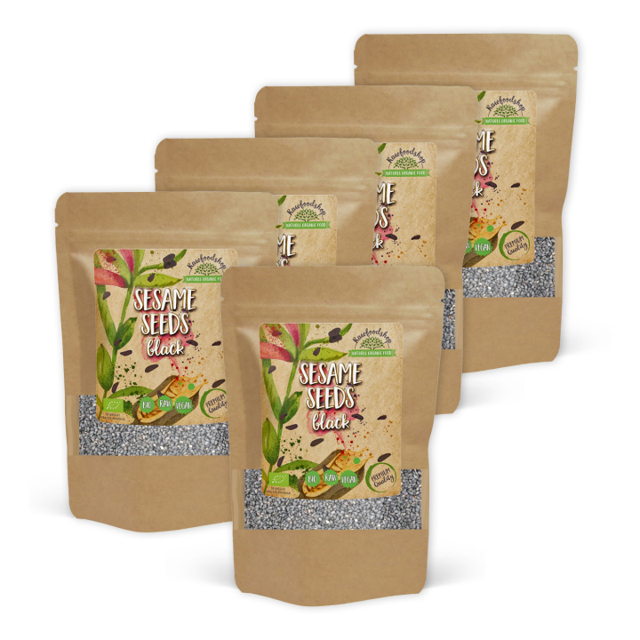 Seesaminsiemenet Mustat LUOMU 500g x 5 pakettia ryhmässä Raaka-aineet / Terveysruoka / Siemenet @ Rawfoodshop Scandinavia AB (RFRO100588E05-SET5)