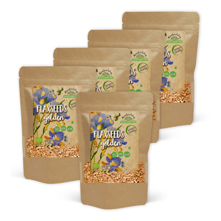 Pellavansiemenet Keltaiset LUOMU 500g x 5 pakettia ryhmässä Raaka-aineet / Terveysruoka / Siemenet @ Rawfoodshop Scandinavia AB (RFRO500161E-SET5)