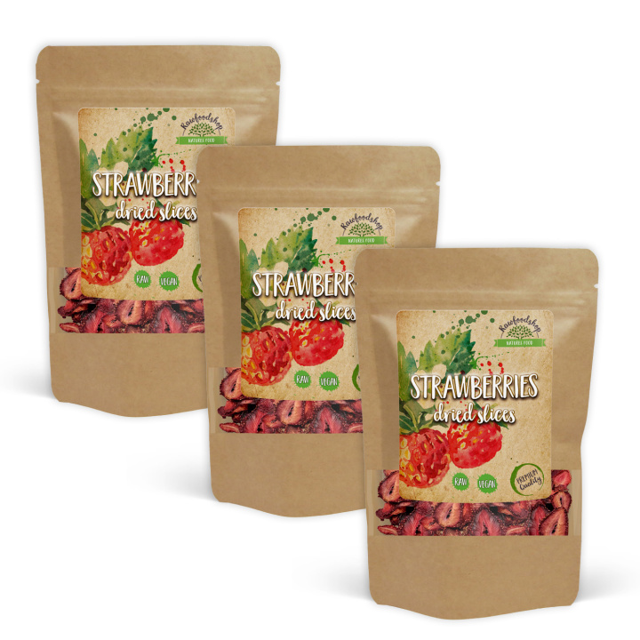 Mansikka Viipaleet 100g x 3 pakettia ryhmässä Raaka-aineet / Hedelmät & Marjat / Mansikka @ Rawfoodshop Scandinavia AB (RFRU100494E-SET3)