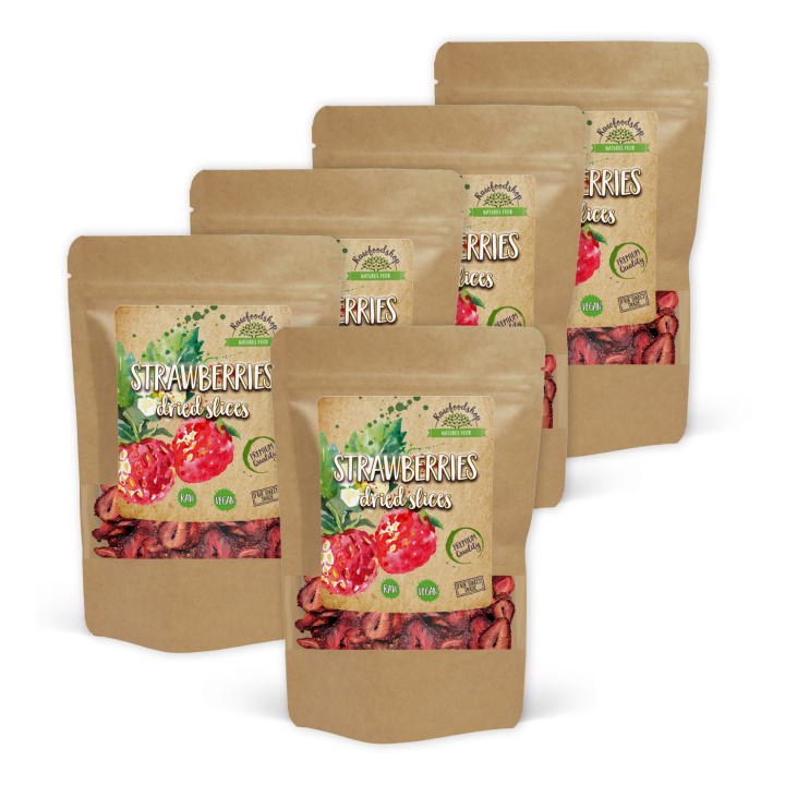 Mansikka Viipaleet 100g x 5 pakettia ryhmässä Raaka-aineet / Hedelmät & Marjat / Mansikka @ Rawfoodshop Scandinavia AB (RFRU100494E-SET5)
