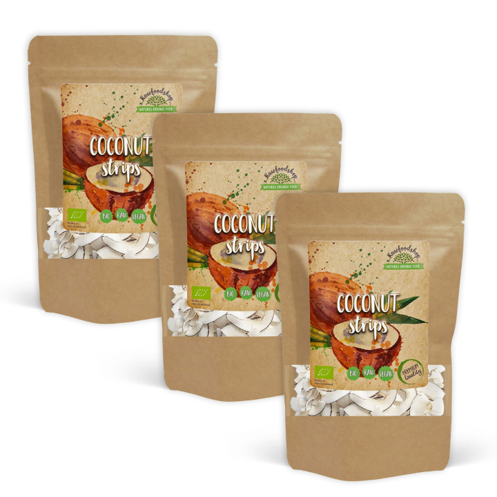 Kookospähkinä suikaleina LUOMU 200g x 3 pakettia ryhmässä Raaka-aineet / Pähkinät / Kookos @ Rawfoodshop Scandinavia AB (RNOT200413E-SET3)