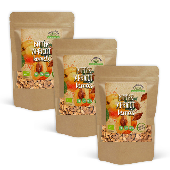 Aprikoosinsiemenet Katkerat LUOMU 500g x 3 pakettia ryhmässä Raaka-aineet / Pähkinät / Aprikoosin siemenet @ Rawfoodshop Scandinavia AB (RNOT500305E-SET3)