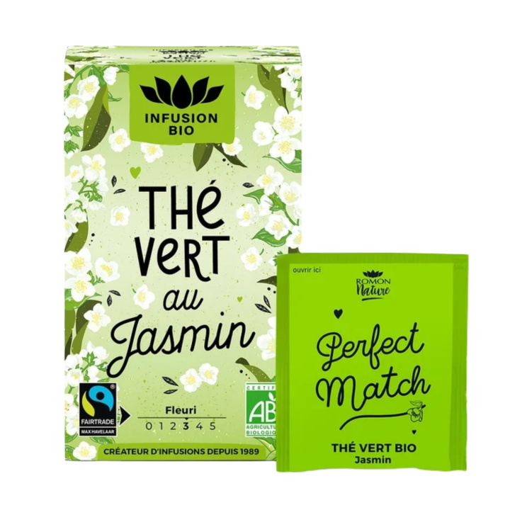 Vihreä tee Jasmiini LUOMU 16 x 1,7 g ryhmässä Raaka-aineet / Juomat / Teet @ Rawfoodshop Scandinavia AB (RNP0209)