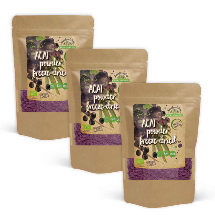 Acai-jauhe Pakastekuivattu LUOMU 250g x 3 pakettia ryhmässä Raaka-aineet / Hedelmät & Marjat / Hedelmäjauhe @ Rawfoodshop Scandinavia AB (RPUL100911E250-SET3)