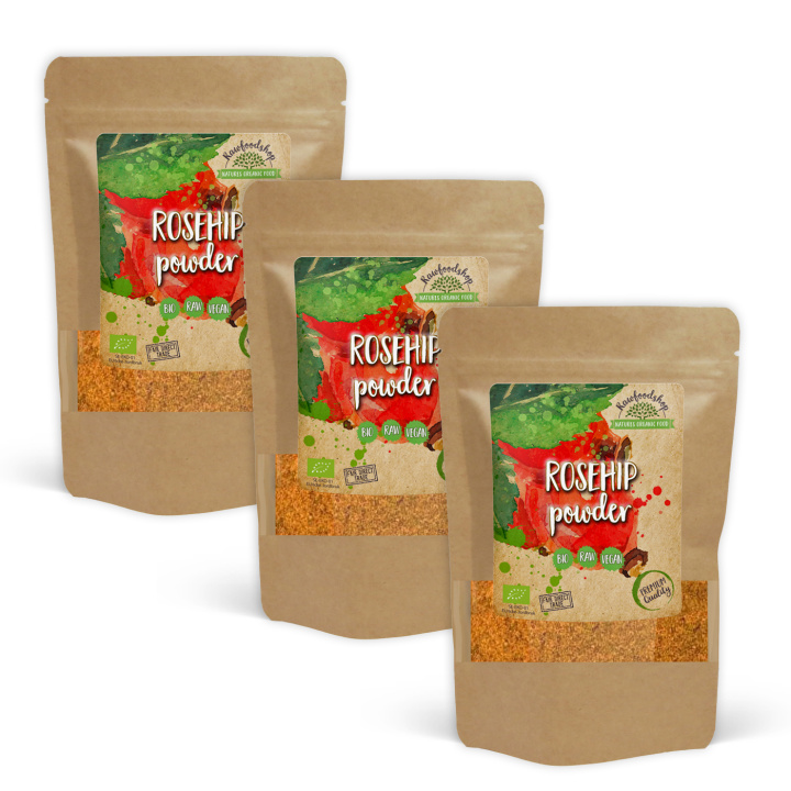 Ruusunmarjajauhe LUOMU 500g x 3 pakettia ryhmässä Raaka-aineet / Hedelmät & Marjat / Ruusunmarja @ Rawfoodshop Scandinavia AB (RPUL500444E-SET3)