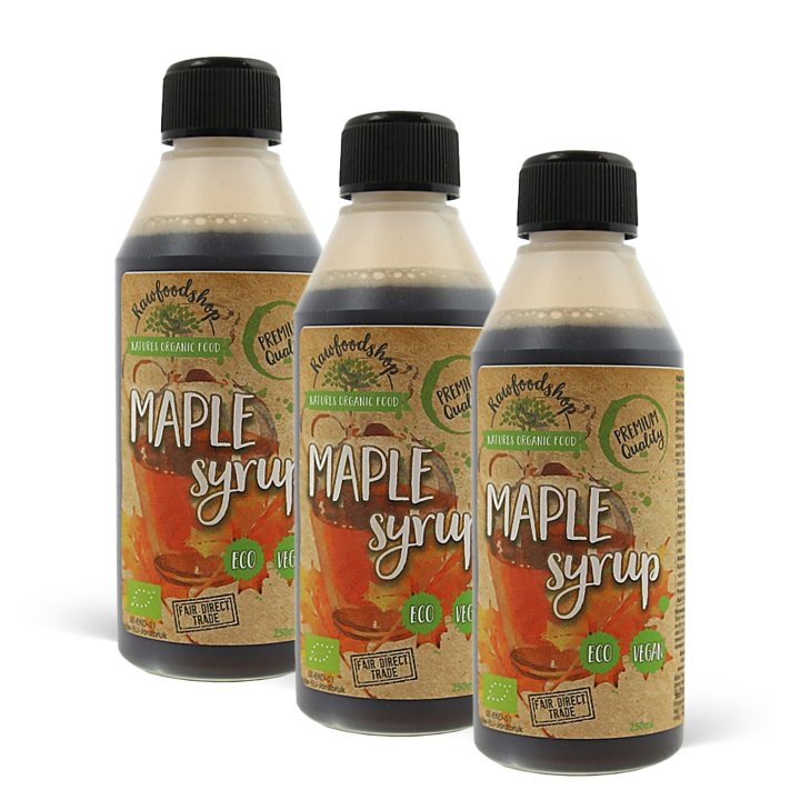 Vaahterasiirappi LUOMU 250 ml x 3 pulloa ryhmässä Raaka-aineet / Leipominen / Sokerointi @ Rawfoodshop Scandinavia AB (RSOT2502001L-SET3)