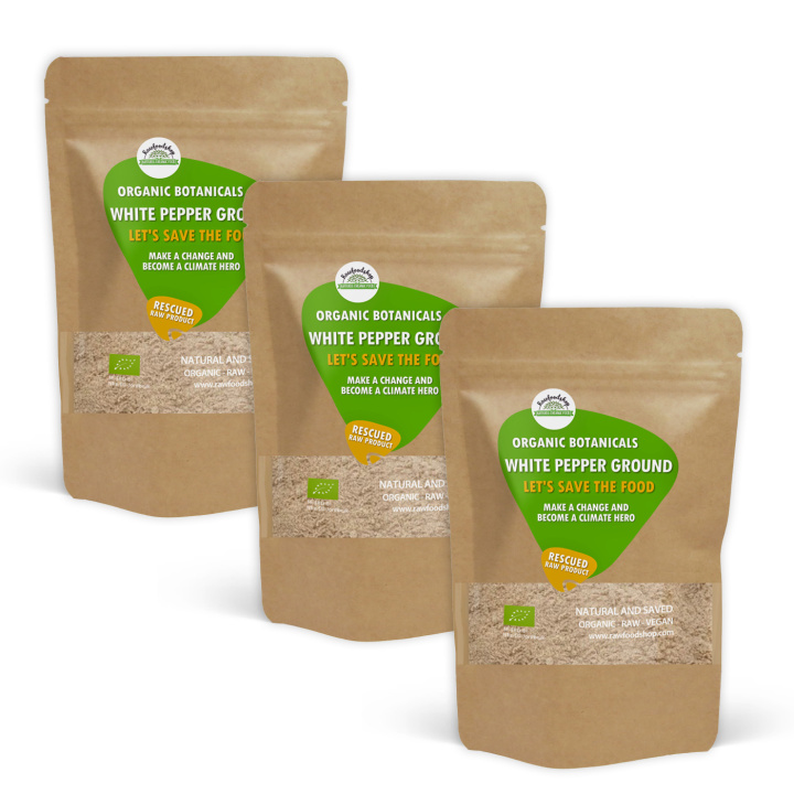 Valkopippuri Jauhettu LUOMU 500g x 3 pakettia ryhmässä Raaka-aineet / Ruokakomero / Mausteet & Suola @ Rawfoodshop Scandinavia AB (SFKRY1011-SET3)